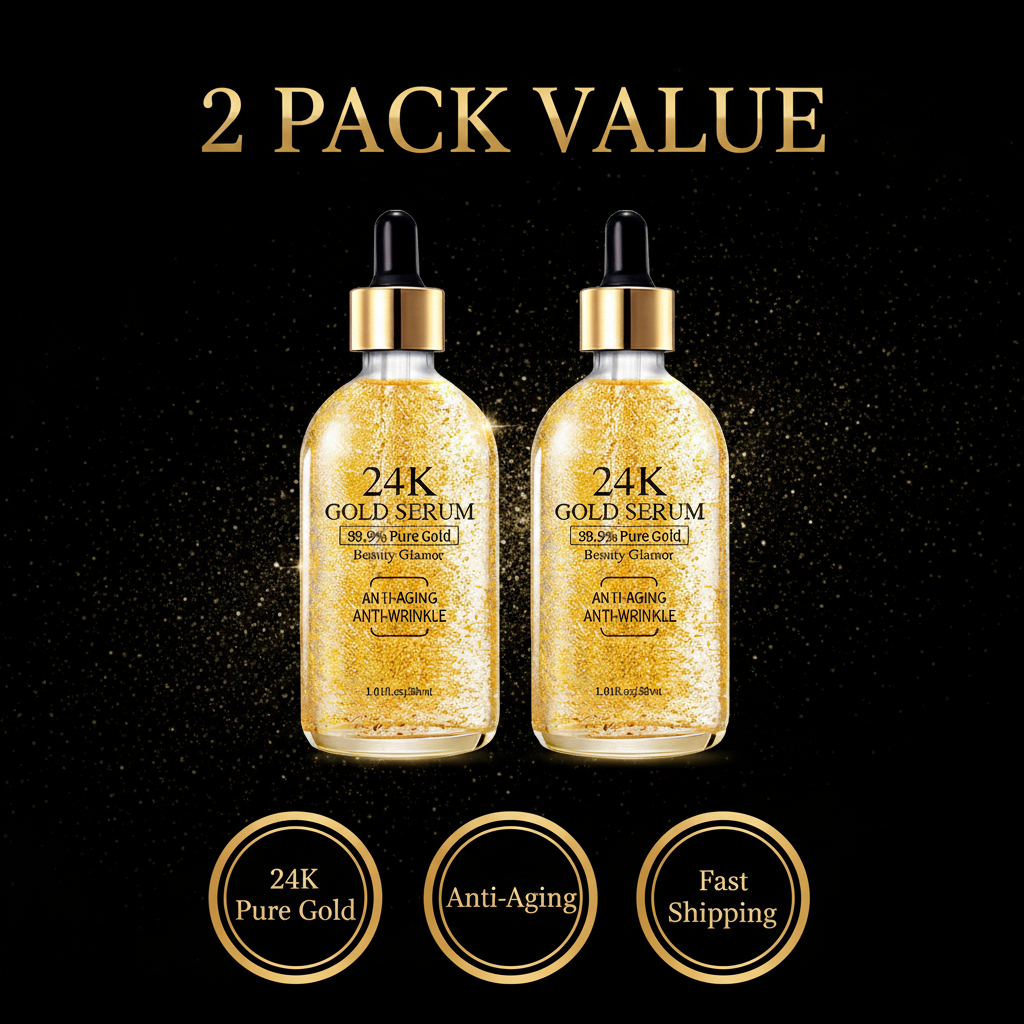 Anti-Wrinkle Vitamin C Face Serum 2 Pack | 24K Gold Collagen Boost | 99.9% Pure Gold | 30ml Each