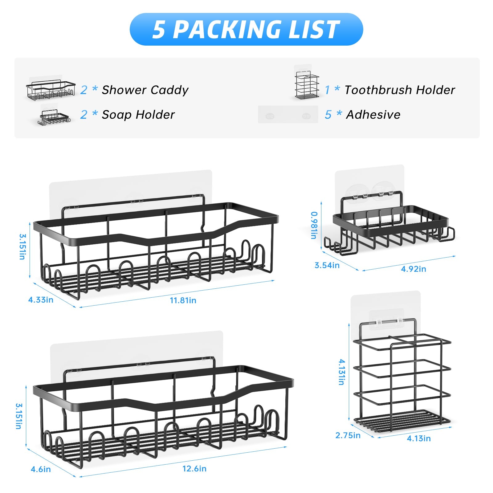 “Stainless Steel Shower Organizer – 5 Shelves, 28 Hooks, Soap & Toothbrush Holders”