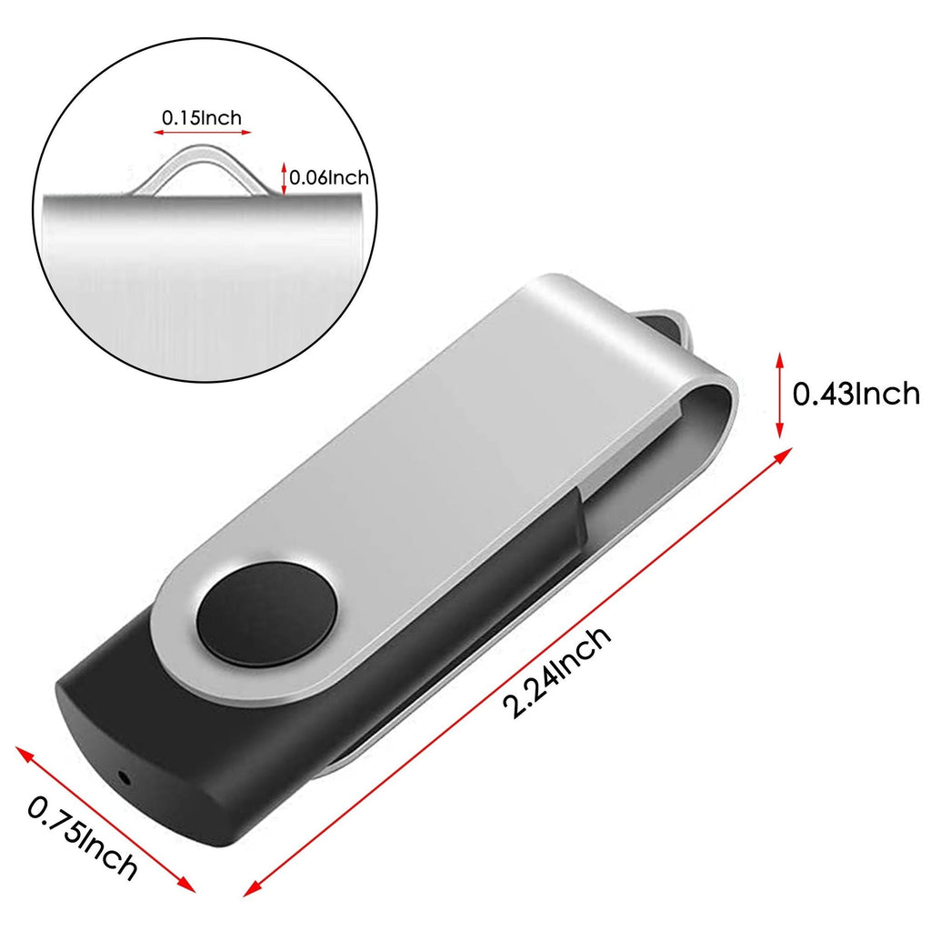 5 Packs Mix Color USB 2.0 Swivel USB Flash Drives Metal Thumb Drive Memory Stick Jump Drive With Lanyard For Storage And Backup
