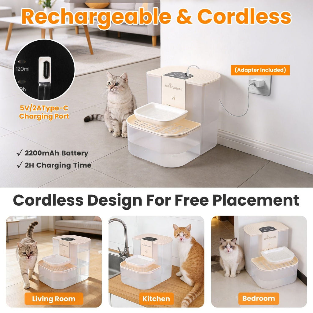 Smart Pet Water Fountain Automatic Cat Water Dispenser 4.5L Cordless Rechargeable Dog Water Fountain Self-Refill with 3 Adjustable Volume 3 Time Intervals Remote Control Cleaning Brush