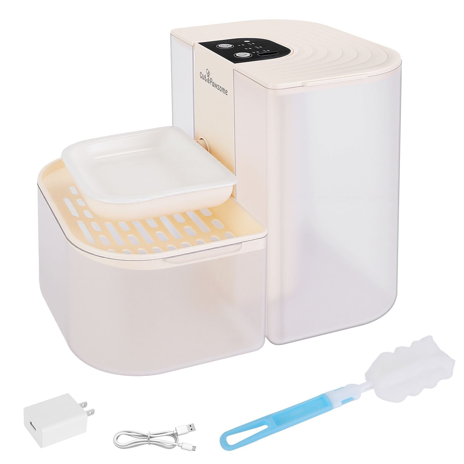 Smart Pet Water Fountain Automatic Cat Water Dispenser 4.5L Cordless Rechargeable Dog Water Fountain Self-Refill with 3 Adjustable Volume 3 Time Intervals Remote Control Cleaning Brush