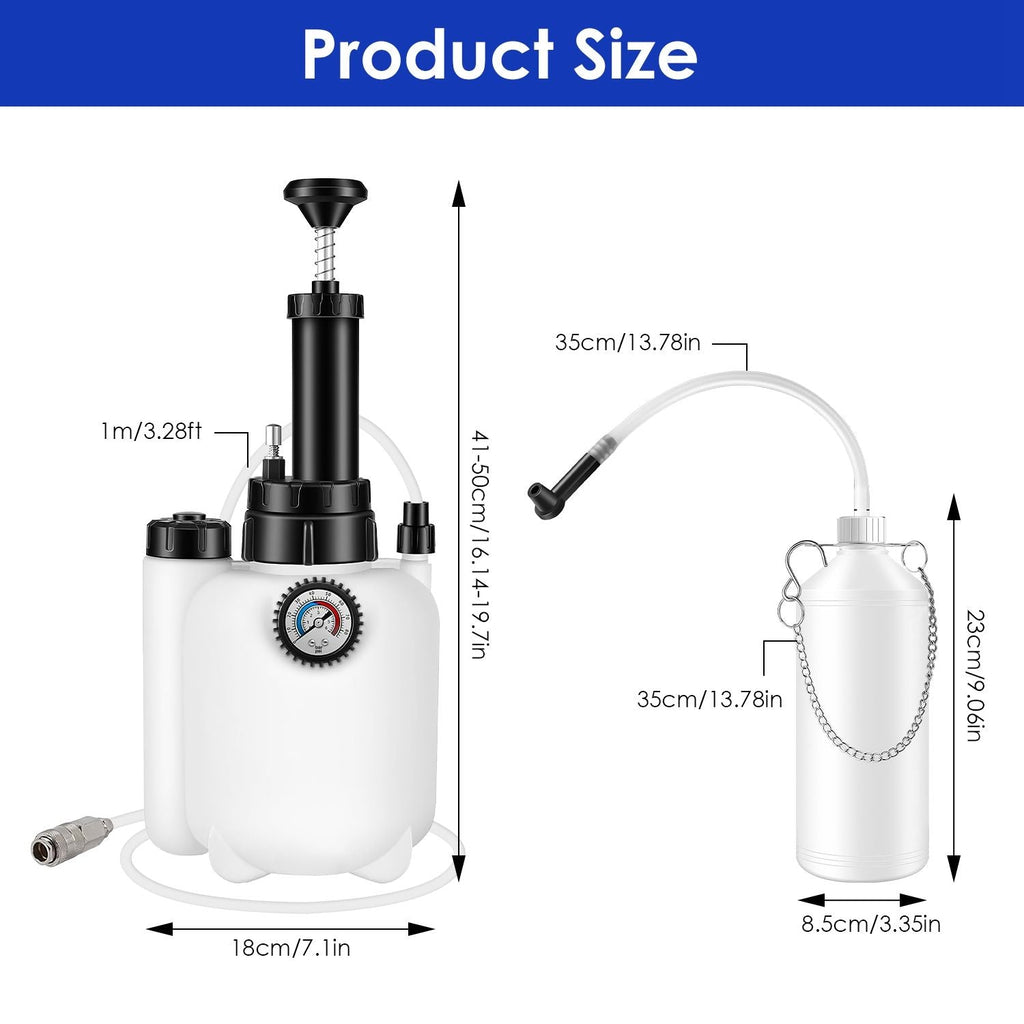 1Pc 3L Manual Brake Bleeder Kit One Person Brake Bleed Vacuum Pump Automotive Brake Fluid Bleeding Kit with 1L Waste Oil Bottle 4 Master Cylinder Adapters Gloves Funnel Fit for Most Vehicles