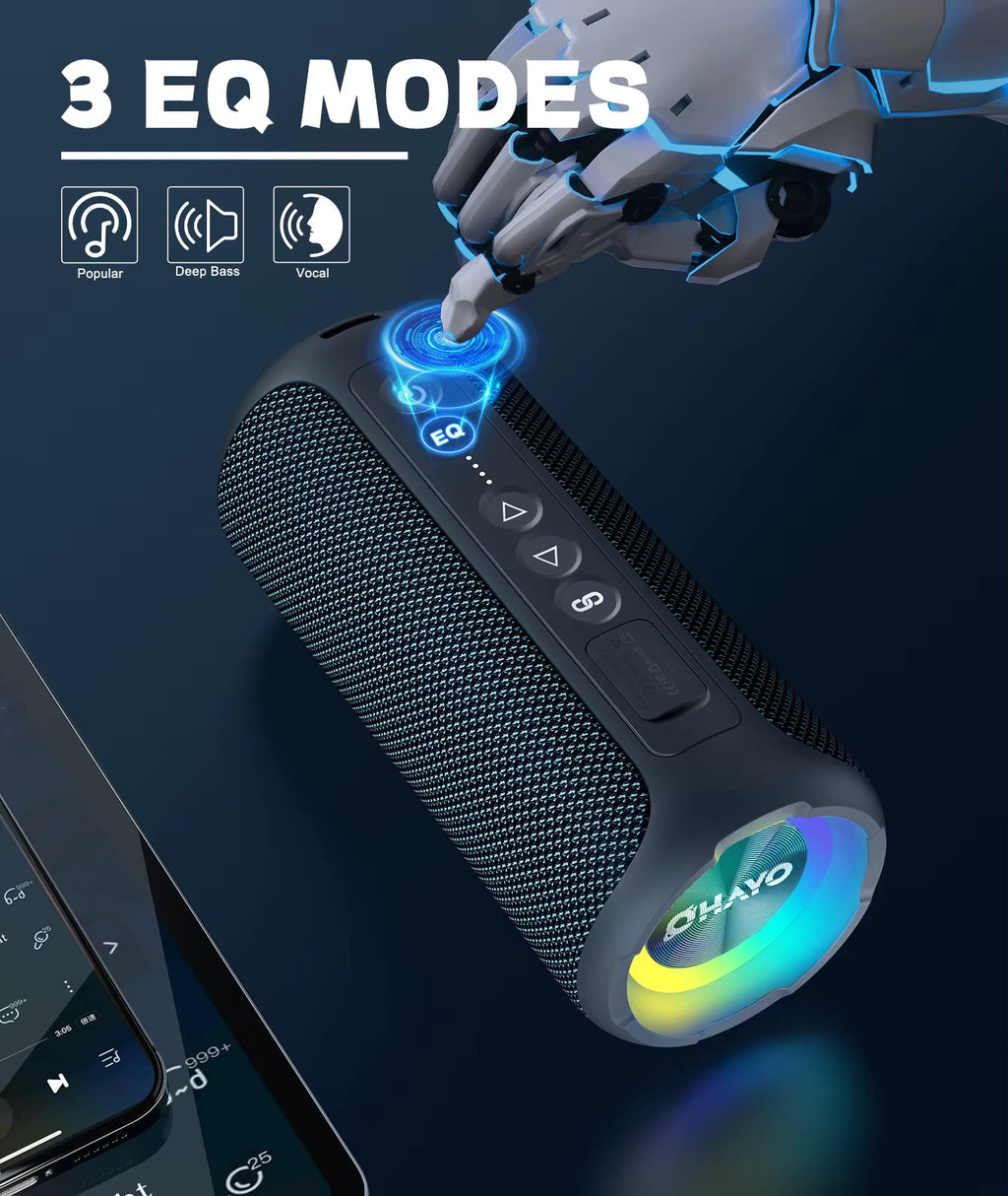Ortizan 40W Portable Bluetooth Speaker with IPX7 Waterproof Design for Ultimate Portability