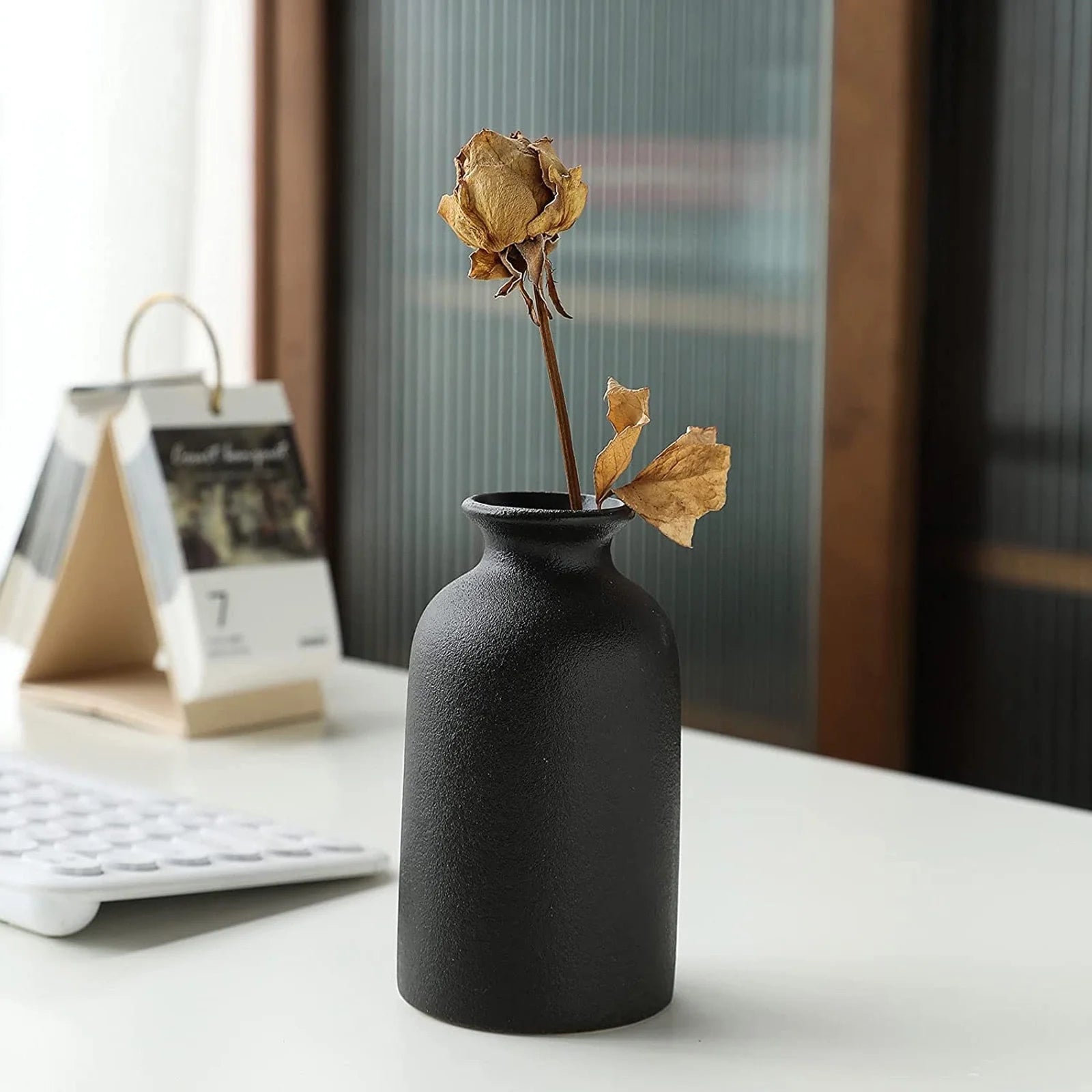 Modern Ceramic Vase Set – 3 Piece, Black
