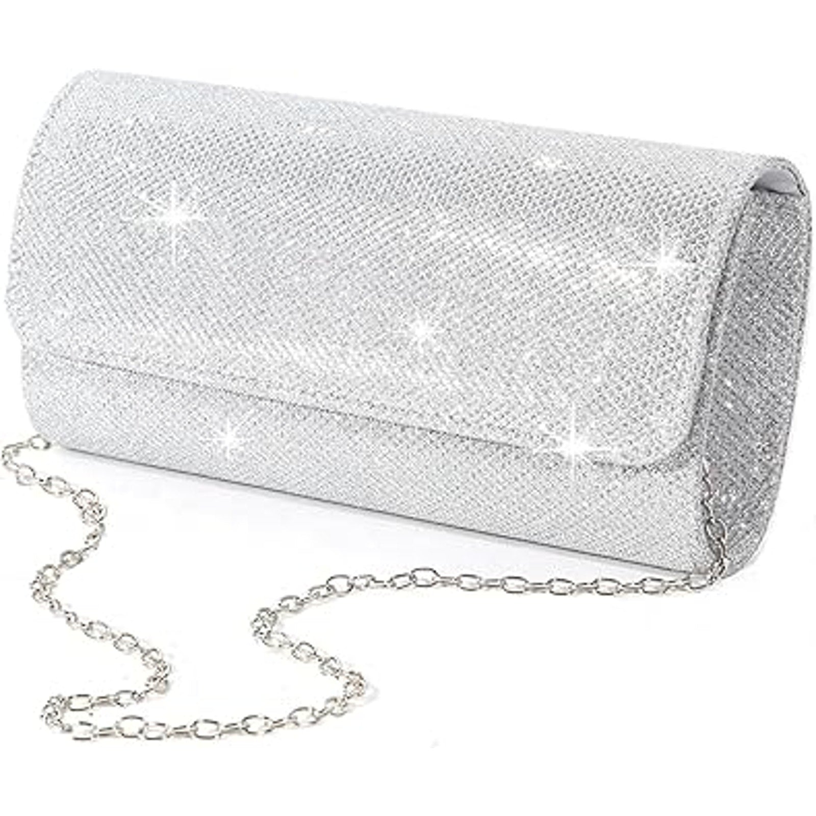 LovyoCoCo Womens Silver Evening Bag Clutch Purses Sparkling Party Handbag