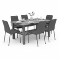 7-Piece Dining Table Set for 6 with Chairs & Storage Shelf | Gray