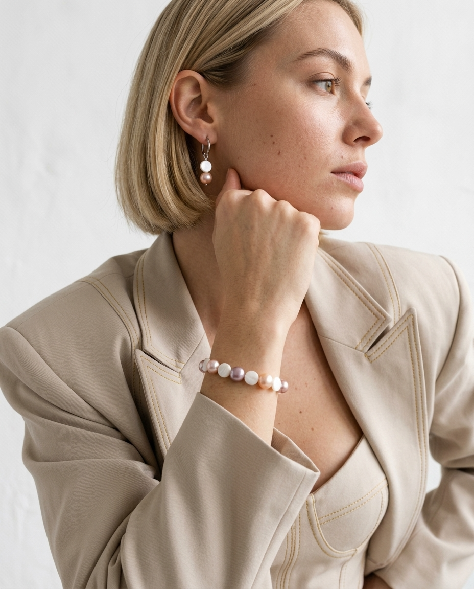 Pearl Bracelet and Earring Set