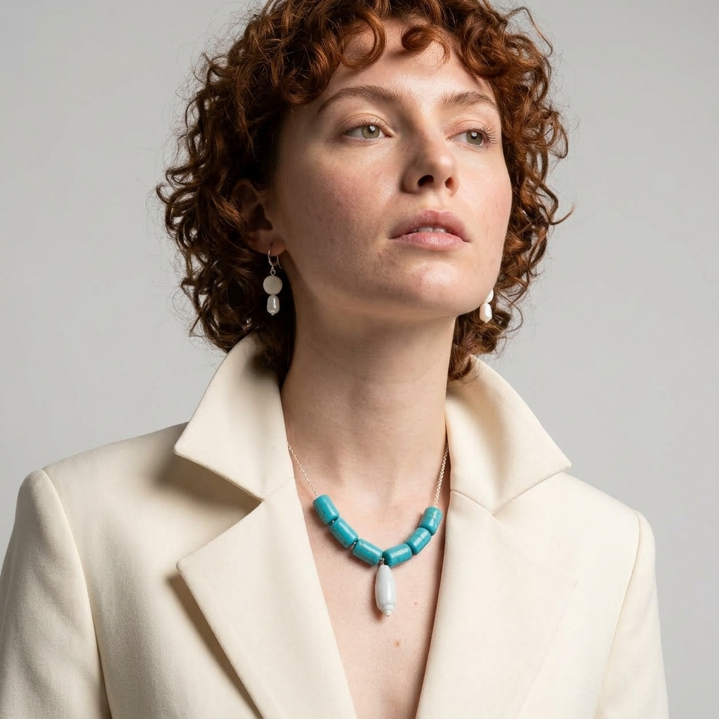 Olive Pearl Necklace & Earrings Set