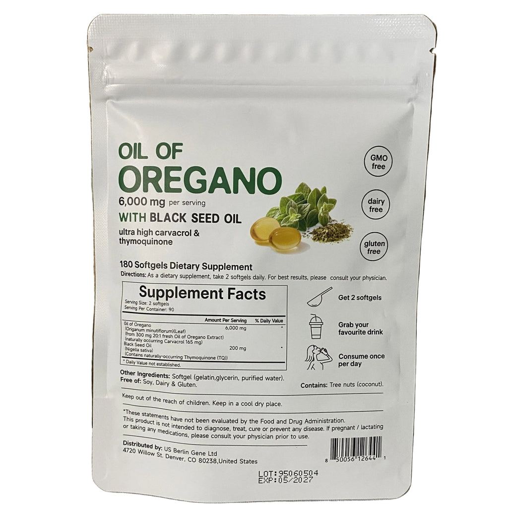 Oil of Oregano with Black Seed Oil 2 Pack | 360 Softgels | 6000mg High Carvacrol | Immune and Gut Support