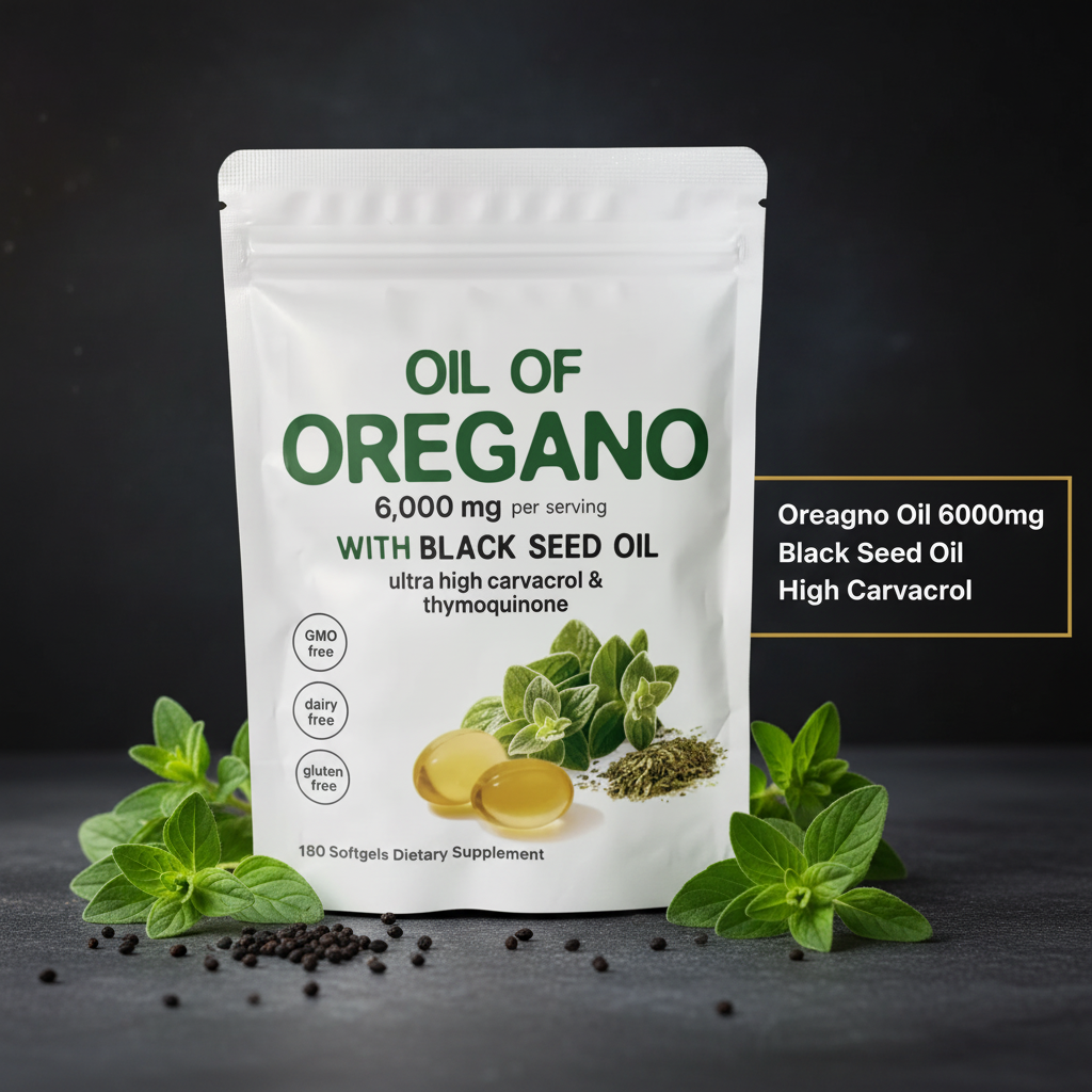 Oil of Oregano with Black Seed Oil 2 Pack | 360 Softgels | 6000mg High Carvacrol | Immune and Gut Support