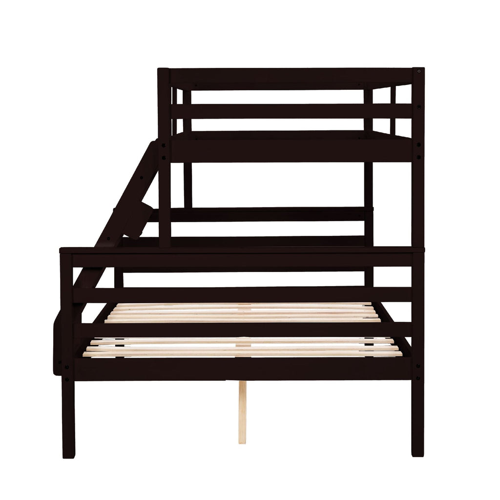 Twin Over Full Wood Bunk Bed with Safety Guardrails and Ladder | Just Better Bunk Beds