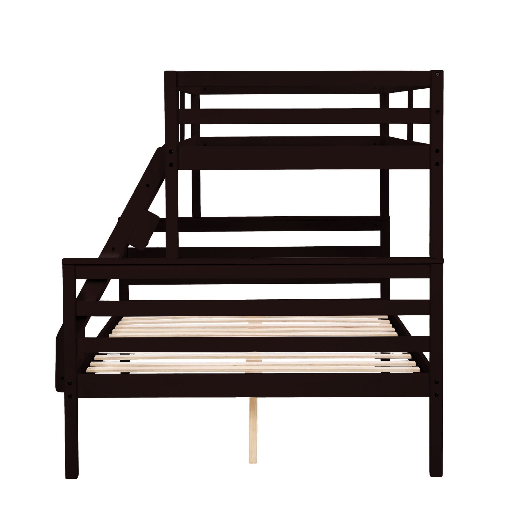 Twin Over Full Wood Bunk Bed with Safety Guardrails and Ladder | Just Better Bunk Beds