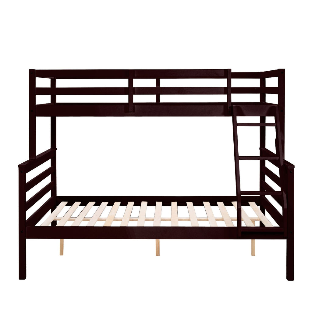 Twin Over Full Wood Bunk Bed with Safety Guardrails and Ladder | Just Better Bunk Beds