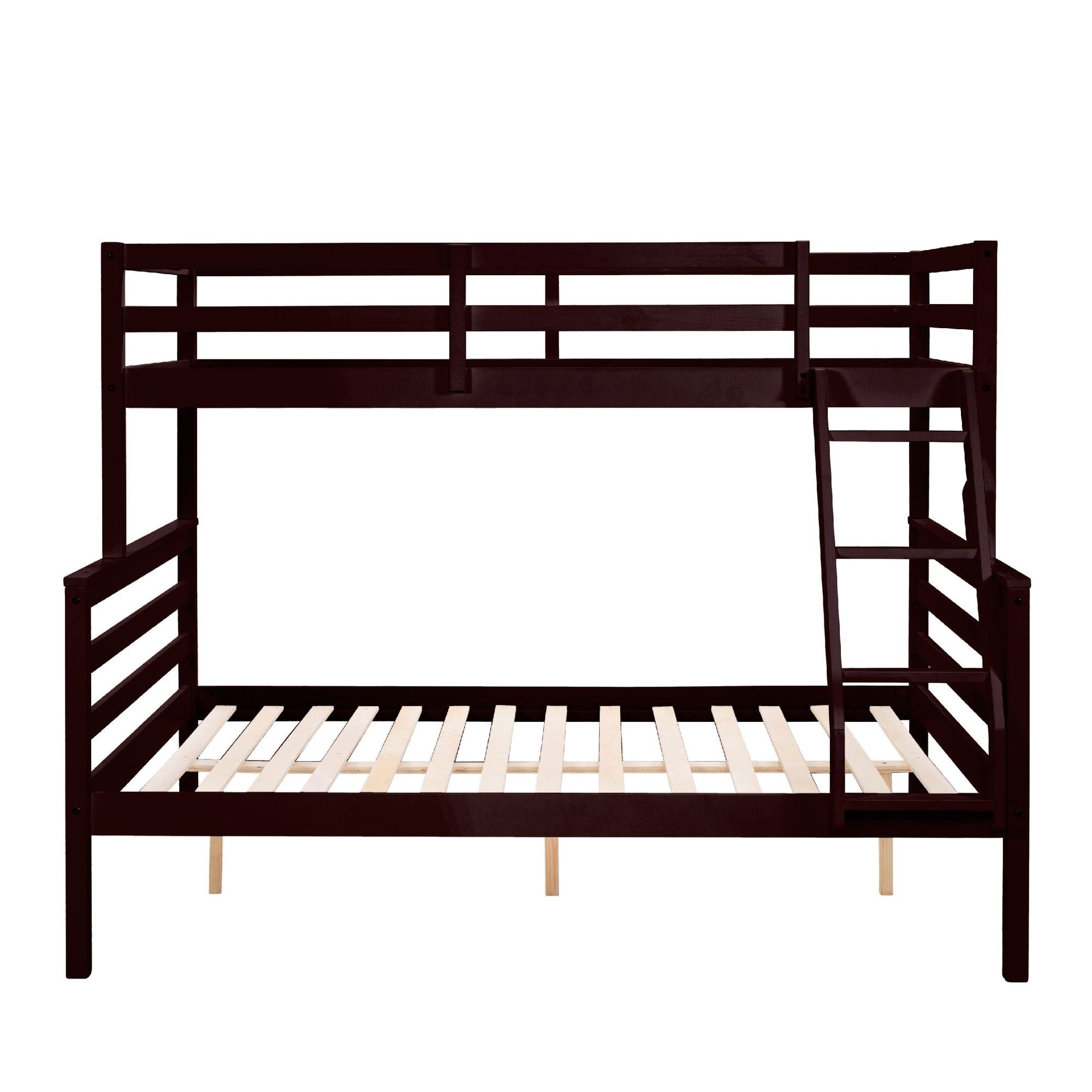 Twin Over Full Wood Bunk Bed with Safety Guardrails and Ladder | Just Better Bunk Beds