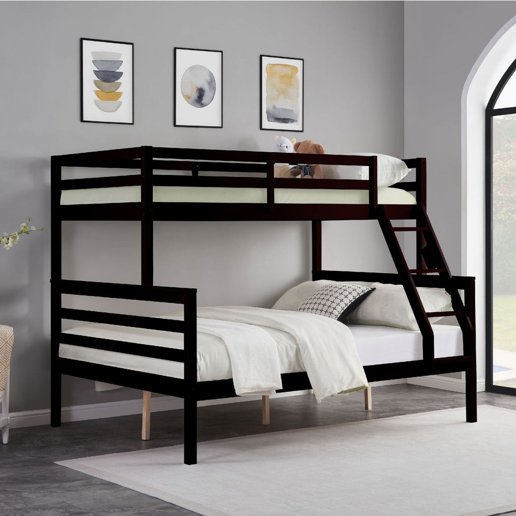 Twin Over Full Wood Bunk Bed with Safety Guardrails and Ladder | Just Better Bunk Beds