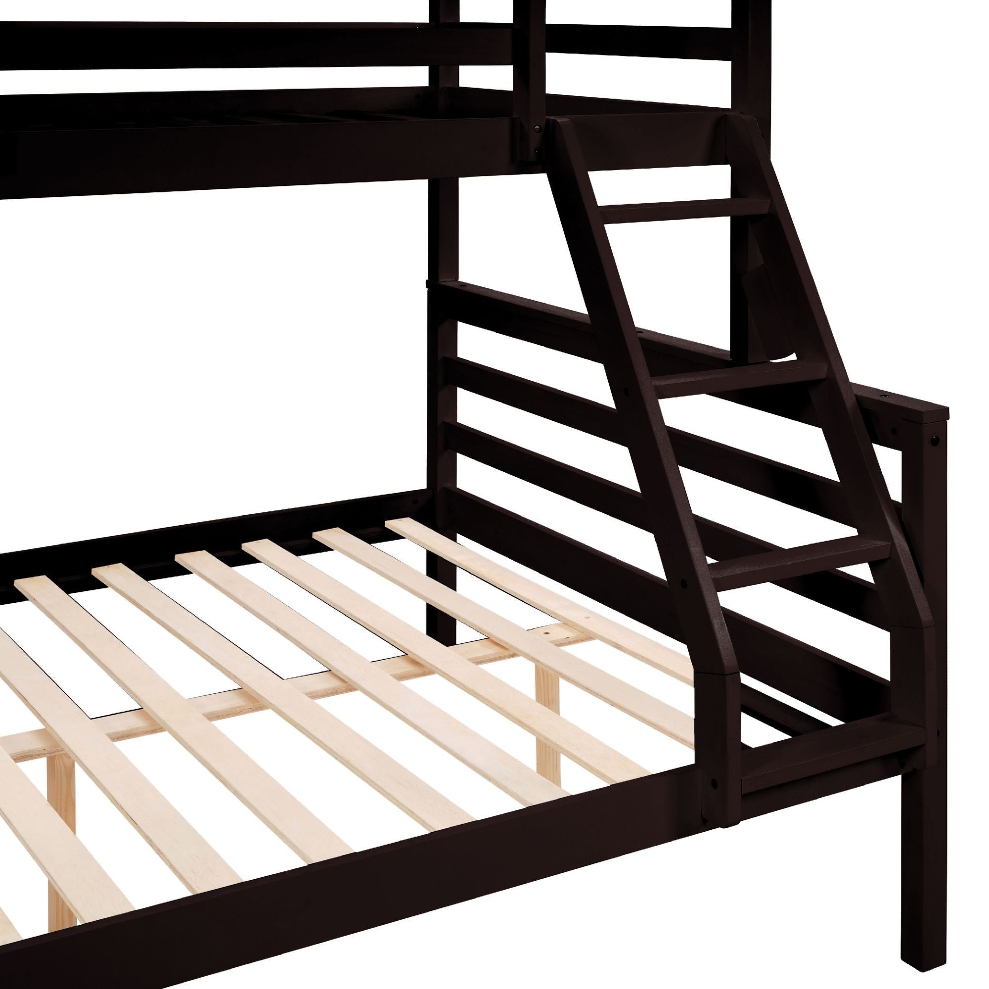 Twin Over Full Wood Bunk Bed with Safety Guardrails and Ladder | Just Better Bunk Beds