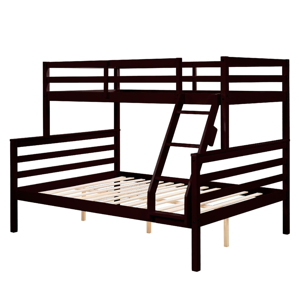 Twin Over Full Wood Bunk Bed with Safety Guardrails and Ladder | Just Better Bunk Beds
