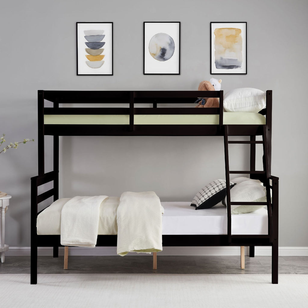 Twin Over Full Wood Bunk Bed with Safety Guardrails and Ladder | Just Better Bunk Beds