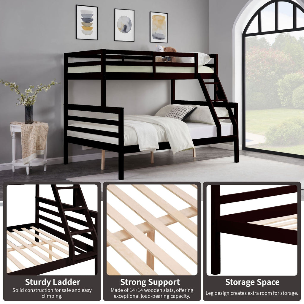 Twin Over Full Wood Bunk Bed with Safety Guardrails and Ladder | Just Better Bunk Beds